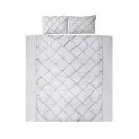Giselle Bedding Diamond Grey Super King Quilt Cover Set - Luxurious 3-Piece Pinch Pleated Microfibre Bedding