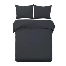 Giselle Bedding 100% Microfibre Super King Quilt Cover Set - Classic Black, 3-Piece, Luxuriously Soft & Breathable