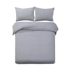 Giselle Bedding Classic Grey Super King Quilt Cover Set - 3-Piece, 100% Microfibre, Luxuriously Soft, Machine Washable