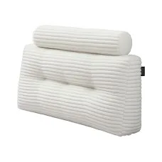 Giselle Bedding King Single Wedge Headboard Pillow with Shredded Foam, Corduroy Cover and Side Pockets