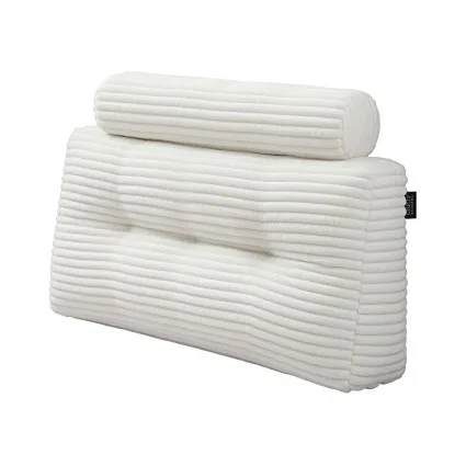 Giselle Bedding King Single Wedge Headboard Pillow with Shredded Foam, Corduroy Cover and Side Pockets