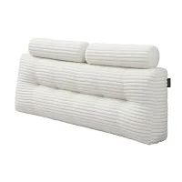 Giselle Bedding Queen Headboard Pillow with Shredded Foam Corduroy Cover and Side Pockets