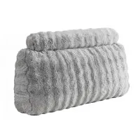 Giselle Bedding King Single Wedge Pillow Headboard with Washable Faux Rabbit Fur Cover Dual Pockets and Neck Roll