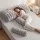 Giselle Bedding Wedge Pillow Headboard Queen with Faux Rabbit Fur Cover and Dual Storage Pockets