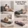 Giselle Bedding Double Headboard Pillow Backrest Cushion with Side Pockets and Shredded Foam Core Corduroy Cover
