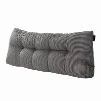 Giselle Bedding Double Headboard Pillow Backrest Cushion with Side Pockets and Shredded Foam Core Corduroy Cover