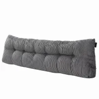 Giselle Bedding King Headboard Pillow Backrest Cushion with Shredded Foam Corduroy Cover and Side Pockets