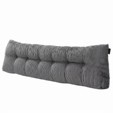 Giselle Bedding King Headboard Pillow Backrest Cushion with Shredded Foam Corduroy Cover and Side Pockets