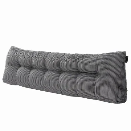 Giselle Bedding King Headboard Pillow Backrest Cushion with Shredded Foam Corduroy Cover and Side Pockets
