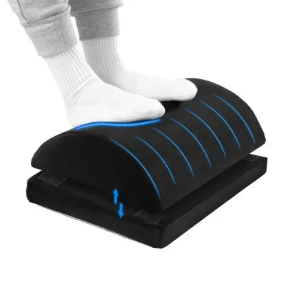Giselle Bedding Memory Foam Footrest Cushion, Adjustable Height, Soft Plush Fabric, Non-Slip, 45x32x16cm, Black