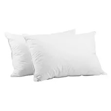 Giselle Bedding Goose Feather and Down Pillow Twin Pack, 1kg Fill, 100% Cotton, Hypoallergenic, 75x50cm, White