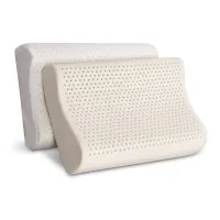 Giselle Bedding Natural Latex Pillow Set of 2 - 2-Zone Contour Design, Breathable, Eco-Friendly, Anti-Dust Mite, 60x40cm