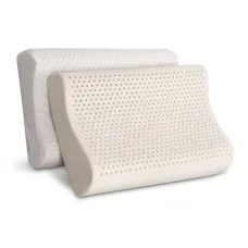 Giselle Bedding Natural Latex Pillow Set of 2 - 2-Zone Contour Design, Breathable, Eco-Friendly, Anti-Dust Mite, 60x40cm