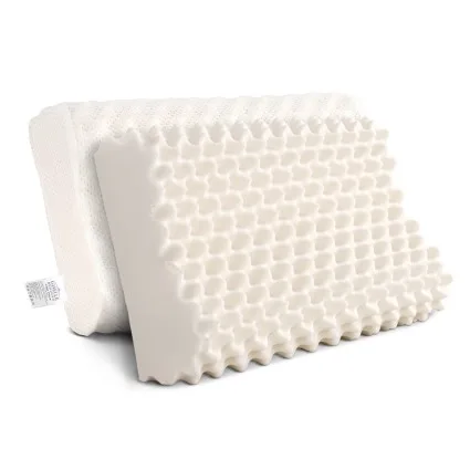 Giselle Bedding Natural Latex Pillow Twin Pack - 100% Natural, Breathable, Anti-Mite, 3-Zone Massage, Washable Cover