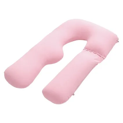 Giselle Bedding U-Shaped Pregnancy Pillow 73x133cm 100% Cotton Jersey Cover Pink Maternity Pillow Sleeping