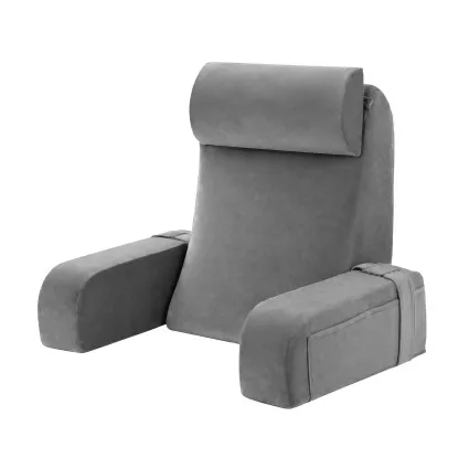 Giselle Bedding Reading Pillow with Memory Foam, Adjustable Neck Roll and Detachable Arms with Washable Velvet Cover