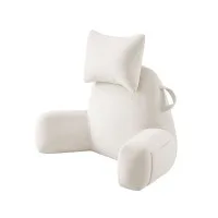 Giselle Bedding Reading Pillow with Detachable Bone Neck Roll Armrests Side Pockets Beige 100 x 27 x 60 cm