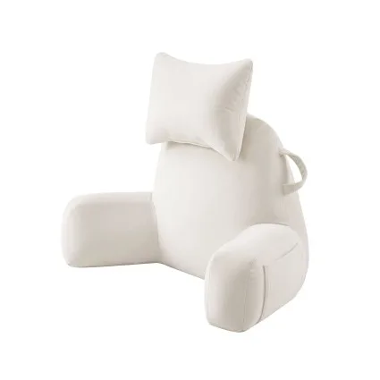 Giselle Bedding Reading Pillow with Detachable Bone Neck Roll Armrests Side Pockets Beige 100 x 27 x 60 cm