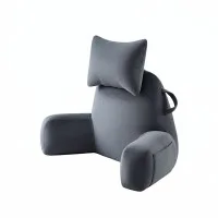 Giselle Bedding Reading Pillow Grey with Detachable Neck Roll Armrests Side Pockets 100x27x60 cm Support