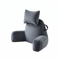 Giselle Bedding Reading Pillow Grey with Detachable Neck Roll Armrests Side Pockets 100x27x60 cm Support