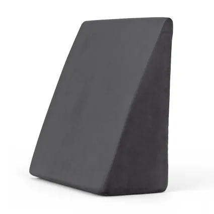 Giselle Bedding Grey Wedge Pillow - Cooling Gel Memory Foam, Ergonomic Design, Bamboo Cover, 62x30x62cm, 1-Year Warranty