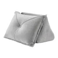 Giselle Bedding Back Support Reading Pillow 75 x 58 x 51cm Grey Velvet for Bed Gaming Nursing