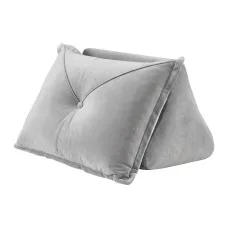 Giselle Bedding Back Support Reading Pillow 75 x 58 x 51cm Grey Velvet for Bed Gaming Nursing