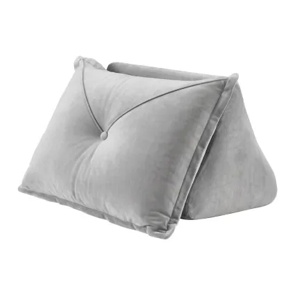 Giselle Bedding Back Support Reading Pillow 75 x 58 x 51cm Grey Velvet for Bed Gaming Nursing