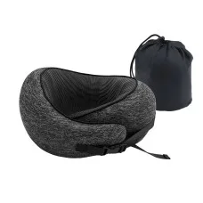 Wanderlite Travel Neck Pillow with Ergonomic Memory Foam, Washable Cover, Adjustable Strap and Travel Bag Blue