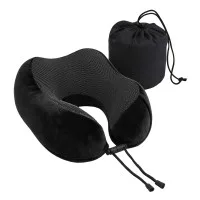 Wanderlite Travel Neck Pillow with Memory Foam and Washable Cover Black