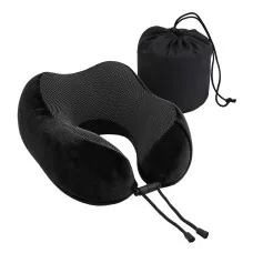 Wanderlite Travel Neck Pillow with Memory Foam and Washable Cover Black
