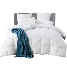 Giselle Bedding 500GSM King Goose Down Feather Quilt – 95% Feather, 5% Down, 100% Cotton Cover, Winter Warmth, White