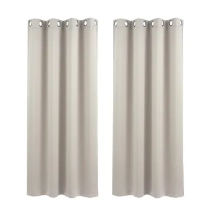 Artiss Blockout Curtains 2x 132x160cm Thermal Insulated Eyelet Drapes Beige 230GSM Triple Weave Fabric