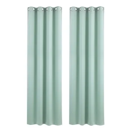 Artiss Blockout Curtains 2 Pack 132x213cm Eyelet Thermal Insulated Triple Weave 230GSM Green Panels 2