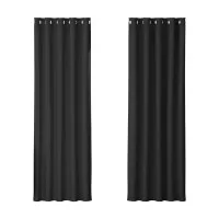 Artiss Blockout Curtains, Triple Weave Fabric, Eyelet, 180x213cm, Black, Thermal Insulation, Noise Reduction, 2 Panels