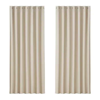 Artiss 2 Blockout Curtains Eyelet 240x230cm Beige Triple Weave 250GSM Thermal Noise Reducing Panels