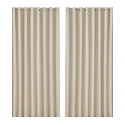 Artiss 2X Blockout Curtains Eyelet 300x230cm Beige 250GSM Triple Weave Thermal Noise Reduction Set of 2