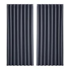 Artiss Blockout Curtains Eyelet Triple Weave Fabric 300x230cm Charcoal - Thermal Insulation & Noise Reduction