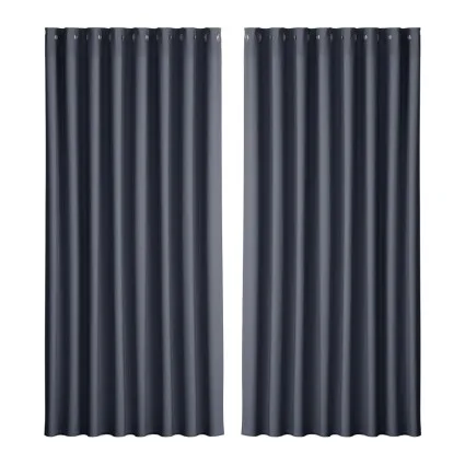 Artiss Blockout Curtains Eyelet Triple Weave Fabric 300x230cm Charcoal - Thermal Insulation & Noise Reduction