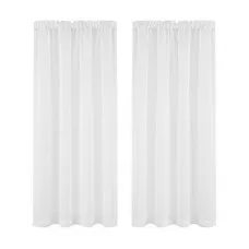 Artiss Blockout Curtains 2 Panels 132x160cm White Light Filtering 110GSM Polyester Rod Pocket Drapes