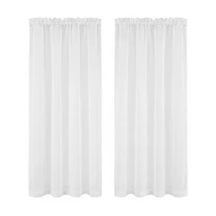 Artiss Blockout Curtains 2 Panels 132x160cm White Light Filtering 110GSM Polyester Rod Pocket Drapes