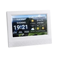 Artiss 7-Inch Smart Digital Clock Calendar HD IPS Touchscreen Weather Photo Frame White
