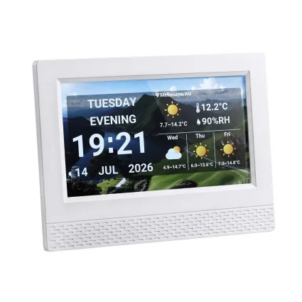 Artiss 7-Inch Smart Digital Clock Calendar HD IPS Touchscreen Weather Photo Frame White