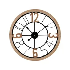 Artiss Wall Clock, Metal &amp;amp;amp; MDF, 60CM, Black and Pine, Elegant Design with Bold Numerals, Easy Installation