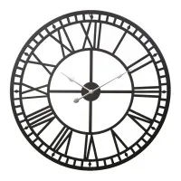 Artiss 60cm Large Wall Clock Black Metal, Roman Numerals, Vintage Northern European Style, Easy Install, Durable