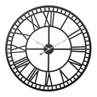 Artiss 80cm Large Black Metal Wall Clock - Vintage Northern European Design with 3D Roman Numerals and Metal Hands