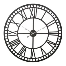 Artiss 80cm Large Black Metal Wall Clock - Vintage Northern European Design with 3D Roman Numerals and Metal Hands