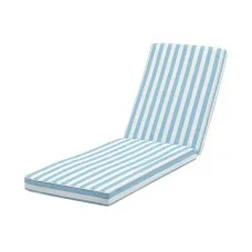 Gardeon Outdoor Lounge Cushion 183cm Reclining Sunbed Pad 8cm Thick with Tie Straps Blue Polyester Cover
