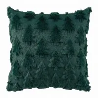 Jingle Jollys Christmas Cushion Covers 45 x 45cm Soft Faux Fur Jacquard with Hidden Zip Green 2 Pack