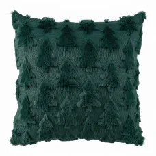 Jingle Jollys Christmas Cushion Covers 45 x 45cm Soft Faux Fur Jacquard with Hidden Zip Green 2 Pack
